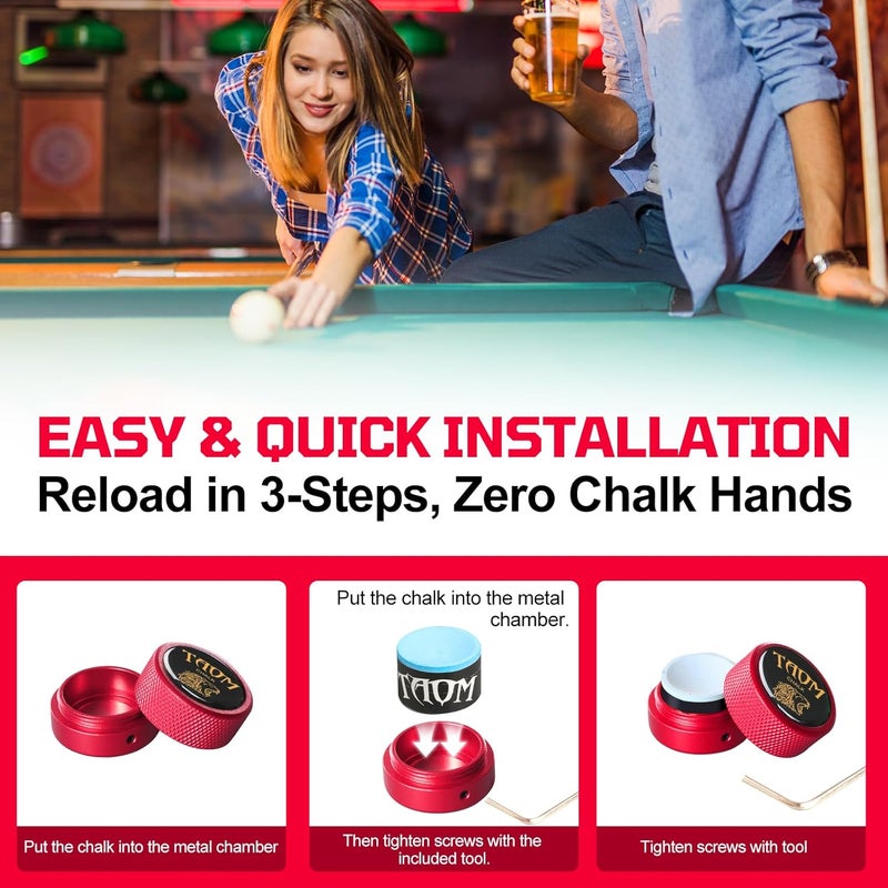 Banly TAOM Round Shaped Pool Chalk Holder, Portable Pool Chalk Cubes, Magnetic Mini Chalk Holder Pool Billiards, Pool Cue Chalk Case Container Box for Billiard Cue Tip Tool Pool Table Snooker Accessories - Image 4